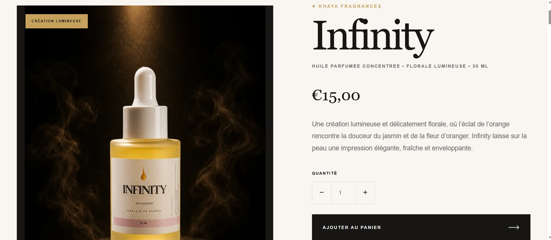 Khaya Fragrance — capture desktop du site